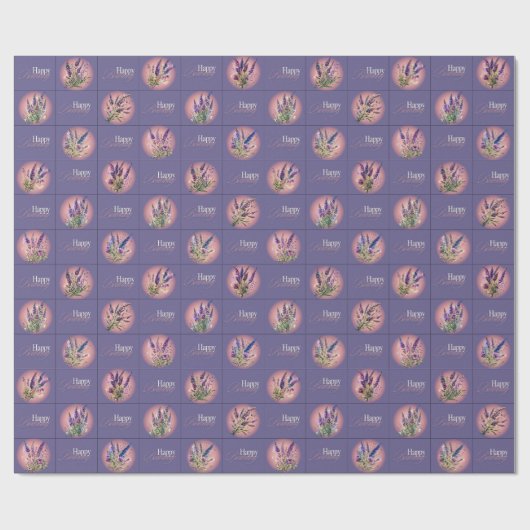 Lavendel Design Geburtstagsverpackungspapier Geschenkpapier (Flach)
