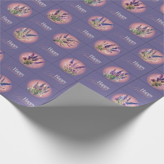 Lavendel Design Geburtstagsverpackungspapier Geschenkpapier (Ecke)