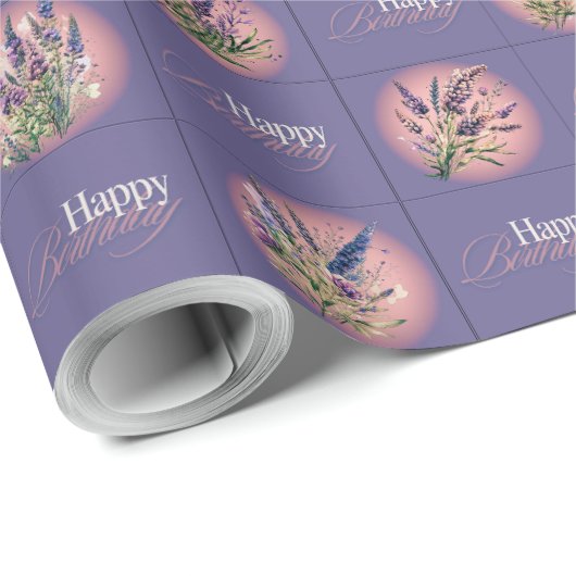 Lavendel Design Geburtstagsverpackungspapier Geschenkpapier (Rolleneckpunkt)