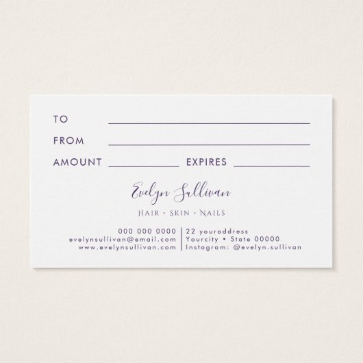 Lavendel-Design Geschenkkarte (Rückseite)