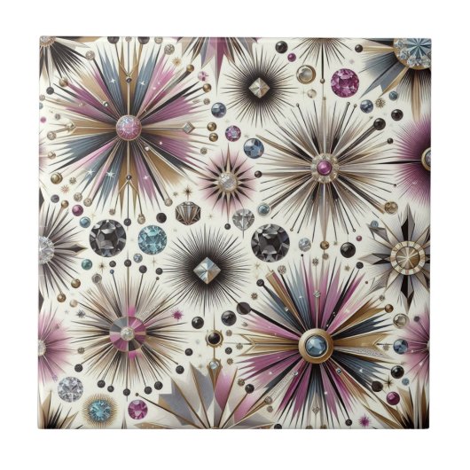Lavendel-Diamant Mid-Century-Modern Fliese (Vorderseite)