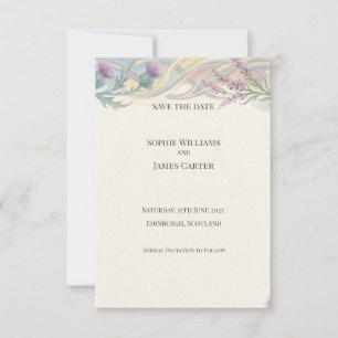 Lavendel-Distel-Girlande Save-the-Date-Karte Save The Date