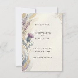 Lavendel-Distel-Karte zur Vorankündigung des Hochz Save The Date