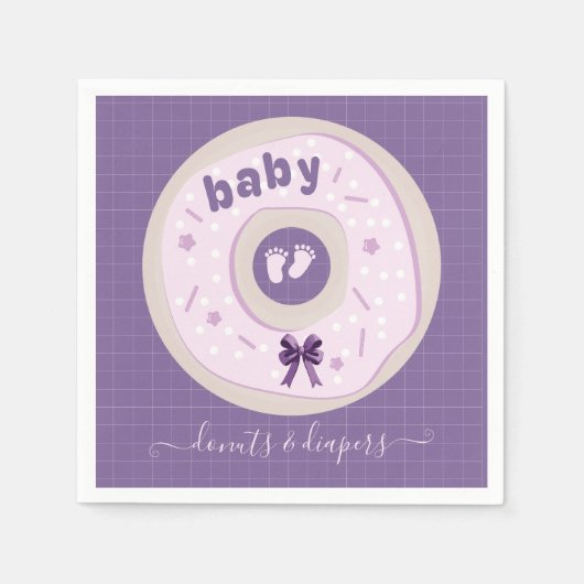 Lavendel Donuts und Windeln Sprinkle Baby Dusche Serviette (Vorderseite)