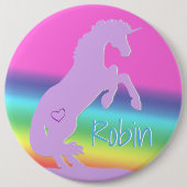 Lavendel Einhorn-Silhouette (Regenbogen/personalis Button (Vorderseite)