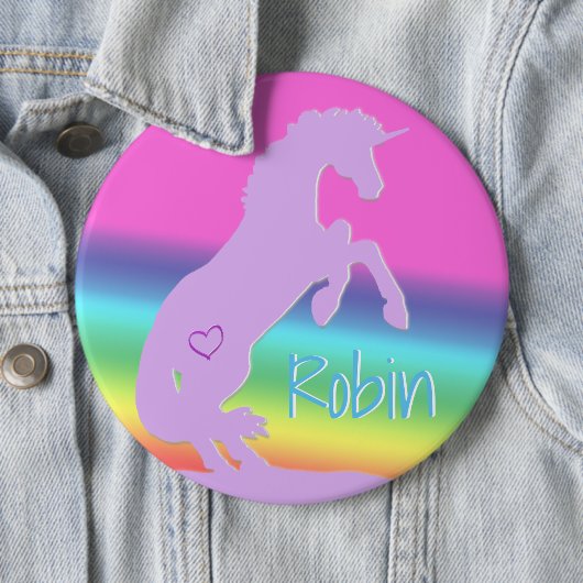Lavendel Einhorn-Silhouette (Regenbogen/personalis Button (Beispiel)