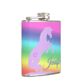 Lavendel Einhorn-Silhouette (Regenbogen/personalis Flachmann (Rechts)