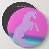 Lavendel-Einhorn-Silhouette (Regenbogenuntergrund) Button (Vorne & Hinten)