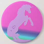 Lavendel-Einhorn-Silhouette (Regenbogenuntergrund) Button (Vorderseite)