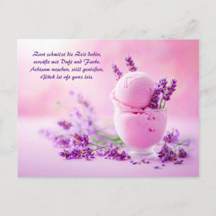 Lavendel-Eis mit Blüten auf Rosa Feiertagspostkarte