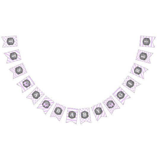 Lavendel-Elefant-Mädchen-Babyparty Wimpelkette (Alle)