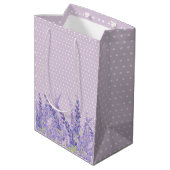Lavendel, elegant, modern, trendig, floral , lila mittlere geschenktüte (Rückseite Schrägansicht)