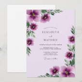 Lavendel-Elegante Wasserfarben-Hochzeit Einladung (Vorne/Hinten)