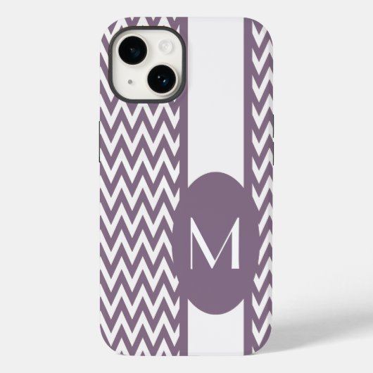 Lavendel Elegantes Zickzack Design mit Monogramm Case-Mate iPhone Hülle (Rückseite)