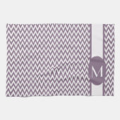 Lavendel Elegantes Zickzack Design mit Monogramm Geschirrtuch (Horizontal)
