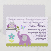 Lavendel Elephant Butterfly Baby Dusche einladen Einladung (Vorne/Hinten)