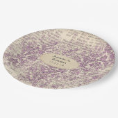 Lavendel-Ephemera-Hochzeit Pappteller (Schrägansicht)