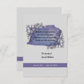 Lavendel-Erinnerungs-Trauerfall danken Ihnen Dankeskarte (Vorne/Hinten)