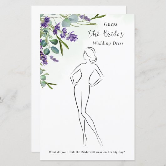 Lavendel Eucalyptus Guess Dress Brautparty Game (Vorne/Hinten)