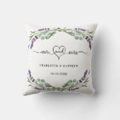 Lavendel eucalyptus mr mrs names wedding kissen (Rückseite)