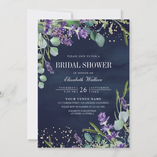 Lavendel Eucalyptus QR Brautparty Einladung (Vorderseite)