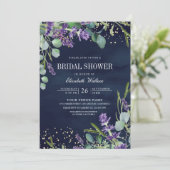 Lavendel Eucalyptus QR Brautparty Einladung (Stehend Vorderseite)