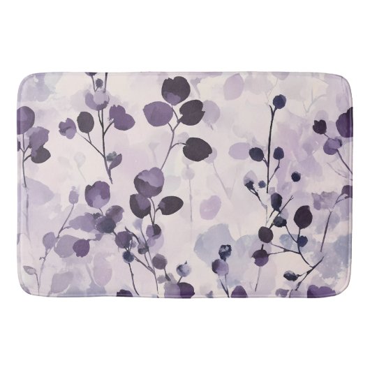 Lavendel-Eukalyptus-Aquarell-Blumen Badematte (Vorderseite)