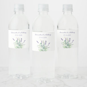 Lavendel Eukalyptus Aquarell Kräuter Hochzeit Wasserflaschenetikett