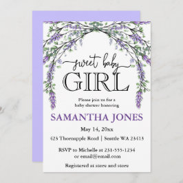 Lavendel Eukalyptus Aquarelltuch-Babydusche Einladung