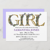 Lavendel Eukalyptus Aquarelltuch Einladung (Vorne/Hinten)