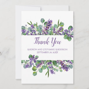 Lavendel-Eukalyptus-Blumen-Botanische-Hochzeit Dankeskarte