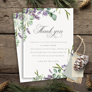 Lavendel-Eukalyptus-Brautstrauß-Hochzeitseinladung Dankeskarte