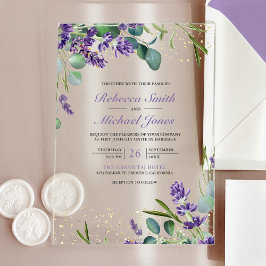 Lavendel-Eukalyptus-Hochzeit Acryleinladungen