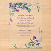 Lavendel-Eukalyptus-Hochzeit Acryleinladungen (Vorderseite)