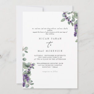 Lavendel-Eukalyptus-Hochzeit beider Elternpaare Einladung