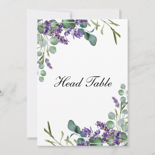Lavendel-Eukalyptus-Hochzeitstisch-Karten (Vorderseite)