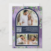 Lavendel-Eukalyptus-QR-Code-Foto Navy-Hochzeit Save The Date (Rückseite)