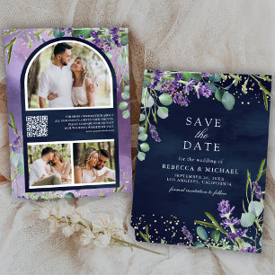 Lavendel-Eukalyptus-QR-Code-Foto Navy-Hochzeit Save The Date