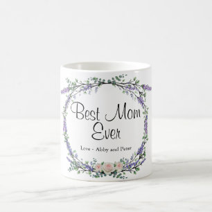 Lavendel-Eukalyptus rosa weiße Rosen Mama Kaffeetasse