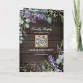 Lavendel Eukalyptus Rustikale Holz QR-Code Hochzei Einladung (Rückseite)