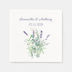Lavendel Eukalyptus Wasserfarbe Kräuter Lila Serviette