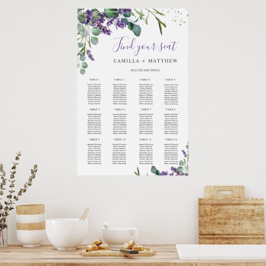 Lavendel Eukalyptus Wedding Chart Poster (Küche)