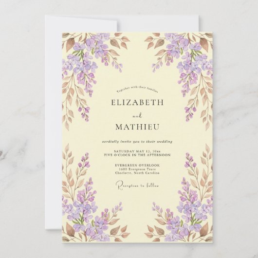 Lavendel-Ewiger Frühzeitiger Hochzeit Einladung (Vorderseite)