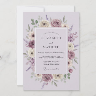 Lavendel Exquisite Florale Hochzeit Einladung