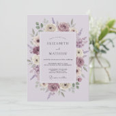 Lavendel Exquisite Florale Hochzeit Einladung (Stehend Vorderseite)