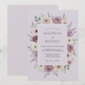 Lavendel Exquisite Florale Hochzeit Einladung (Vorne/Hinten)