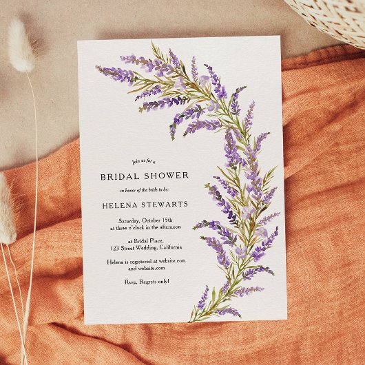 Lavendel Fall Blumenwasser-Brautparty Einladung