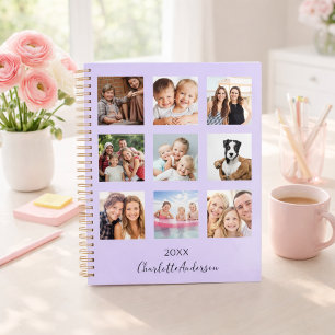 Lavendel-Familienfoto-Collage Namensschrift 2027 Planer