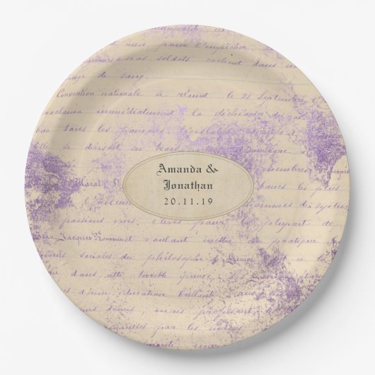 Lavendel-Farbschema Hochzeit Pappteller (Vorderseite)