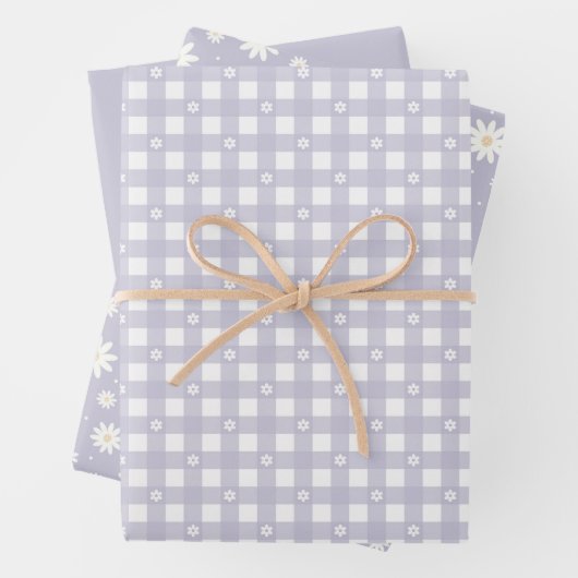 Lavendel-Federmuster und festes Wrapping-Papier Geschenkpapier Set (Beispiel)
